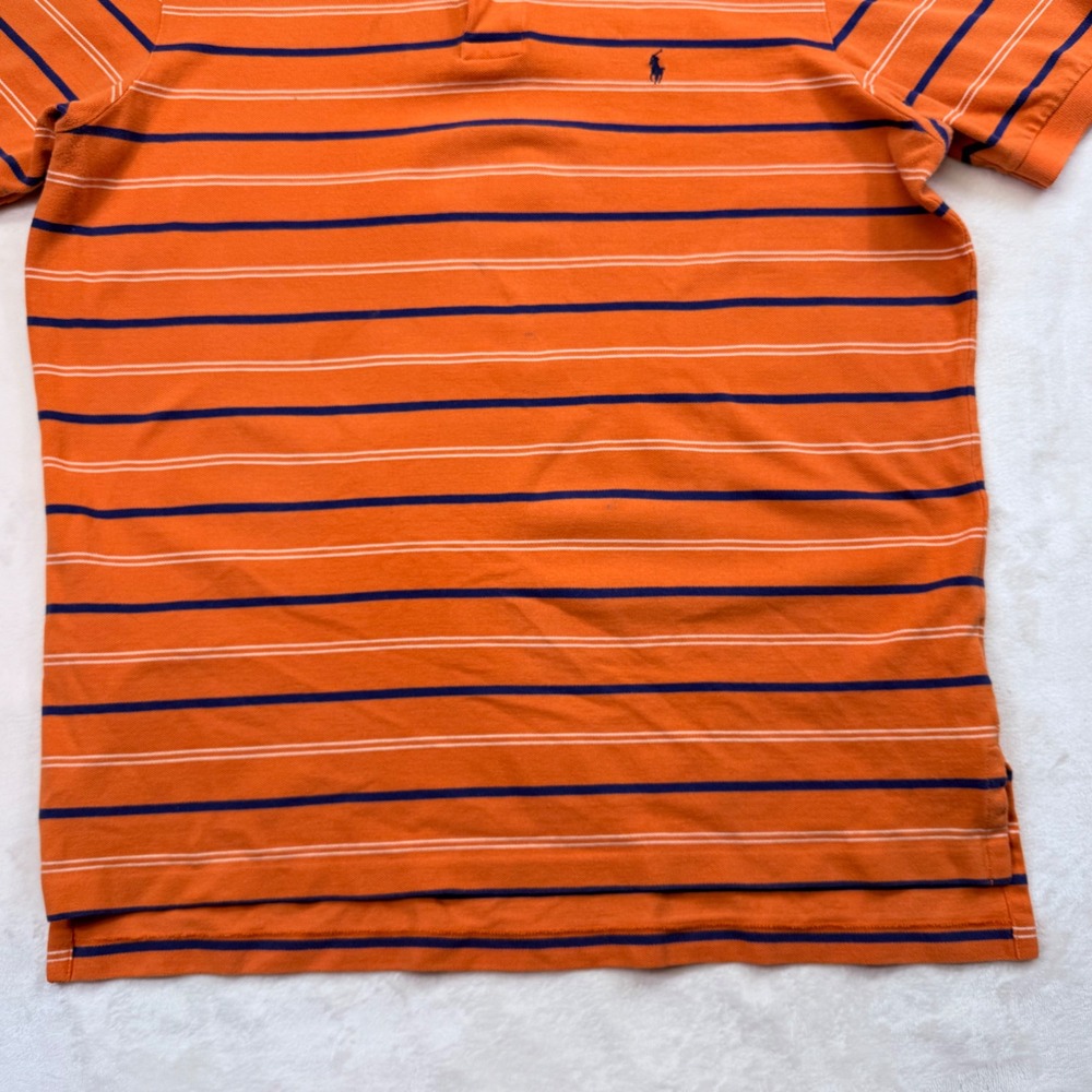 Polo Ralph Lauren Mens XXL Orange Striped Short Sleeve Cotton Pique Polo Shirt - Picture 4 of 14